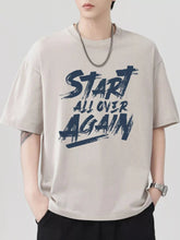 Men's Letter Round Neck Half Sleeve T-Shirt Apricot / S