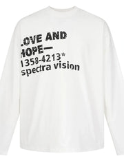 Men's Letter Round Neck Long Sleeve T-Shirt White / M