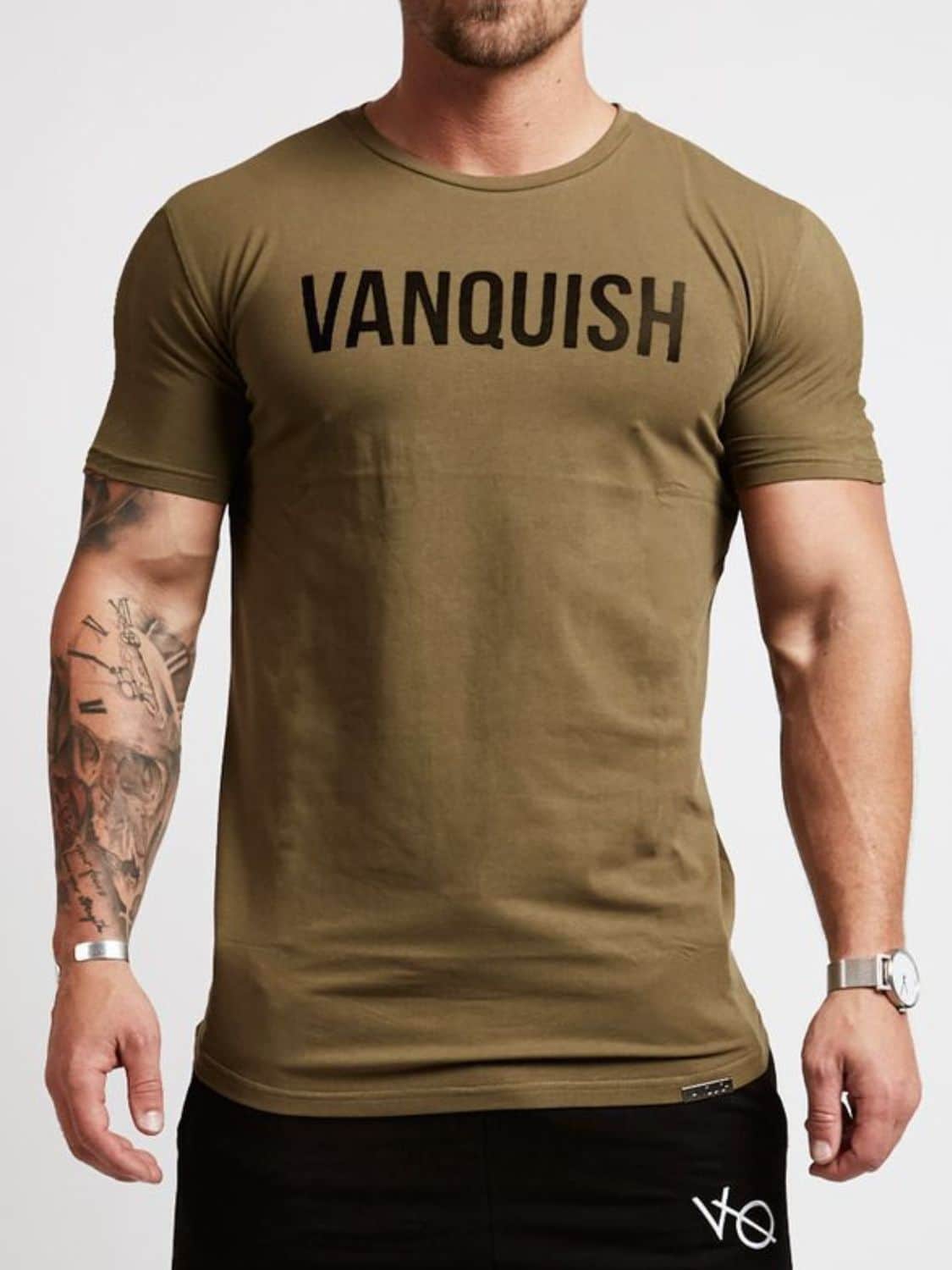 Men's Letter Round Neck Short Sleeve T-Shirt Olive / M