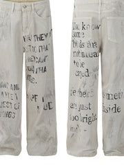 Men's Letter Wide Leg Jeans