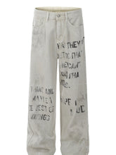 Men's Letter Wide Leg Jeans Apricot / S