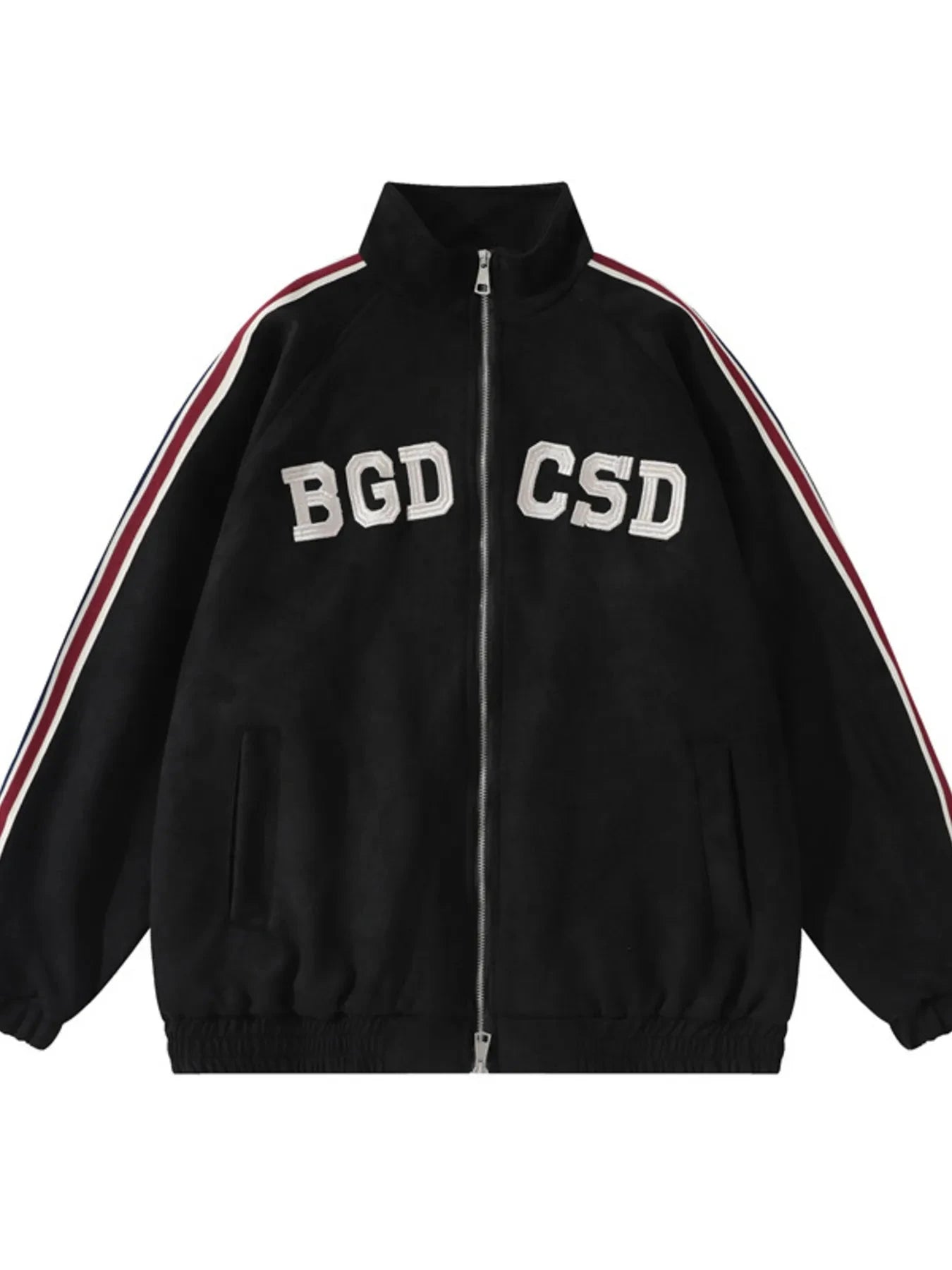 Men's Letter Zip Up Long Sleeve Hoodie Black / M