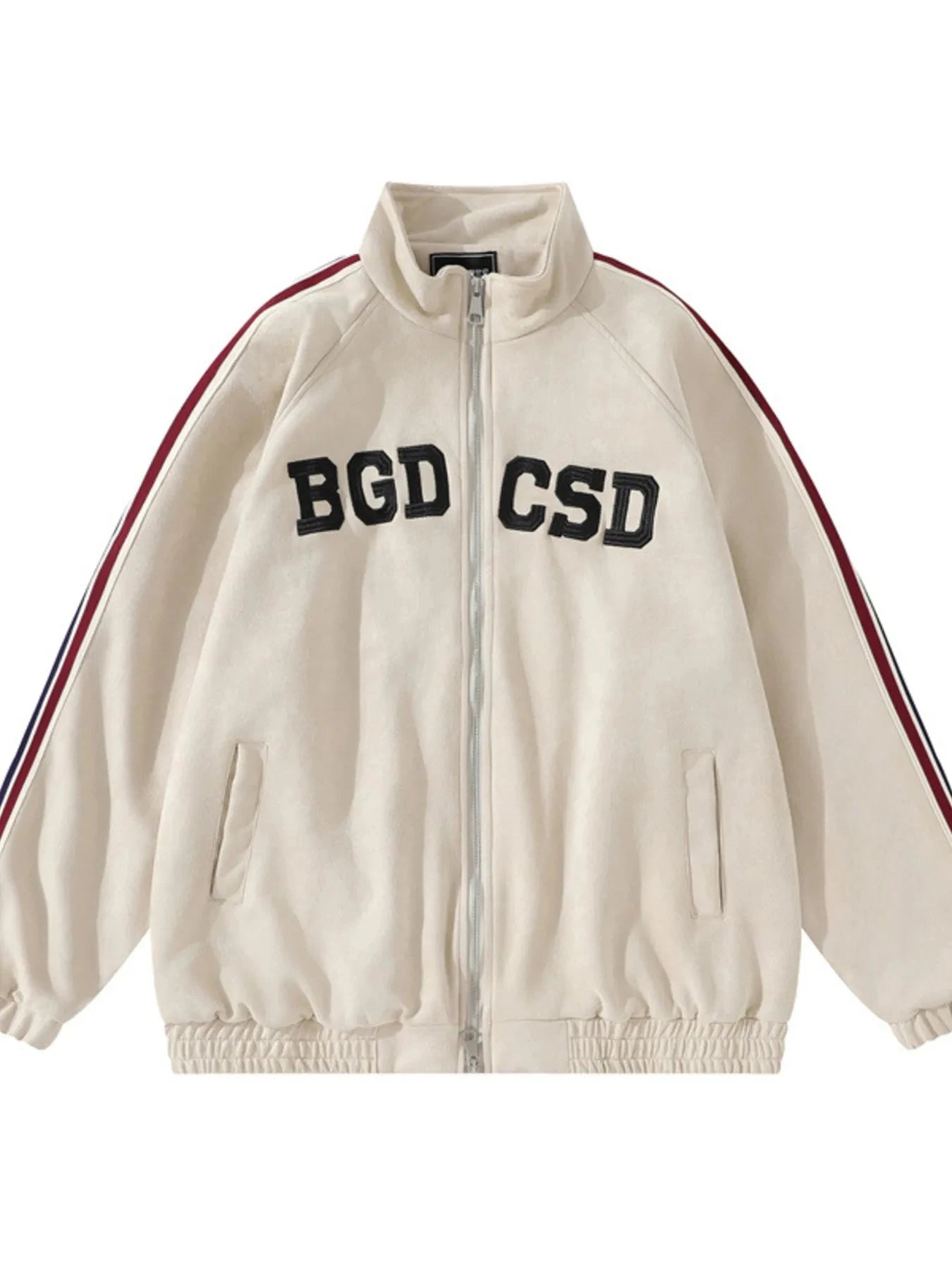 Men's Letter Zip Up Long Sleeve Hoodie Milky White / M