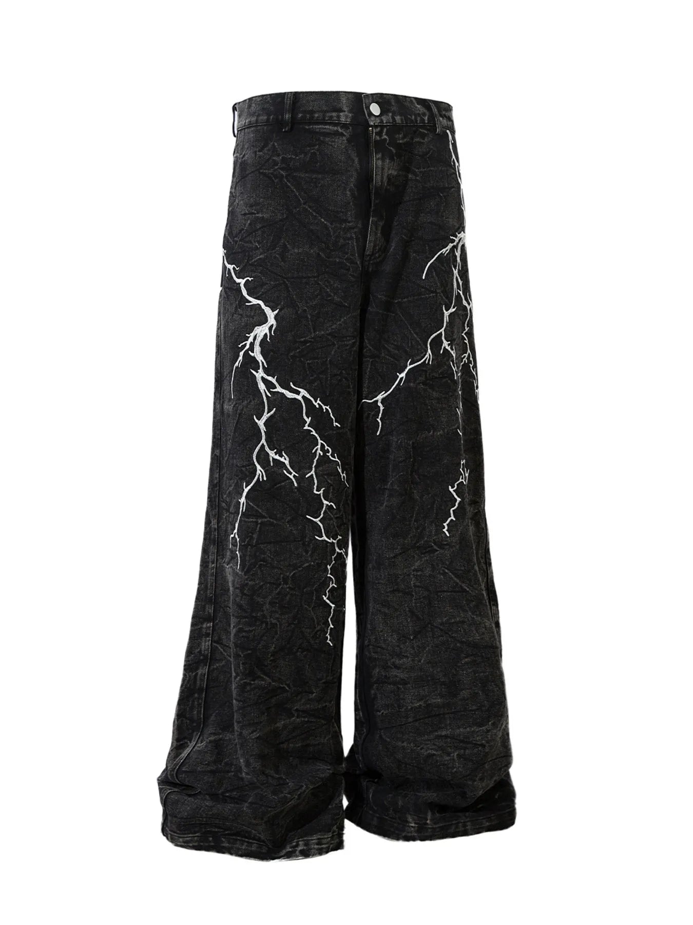 Men's Lightning Pattern Wide Leg Jeans