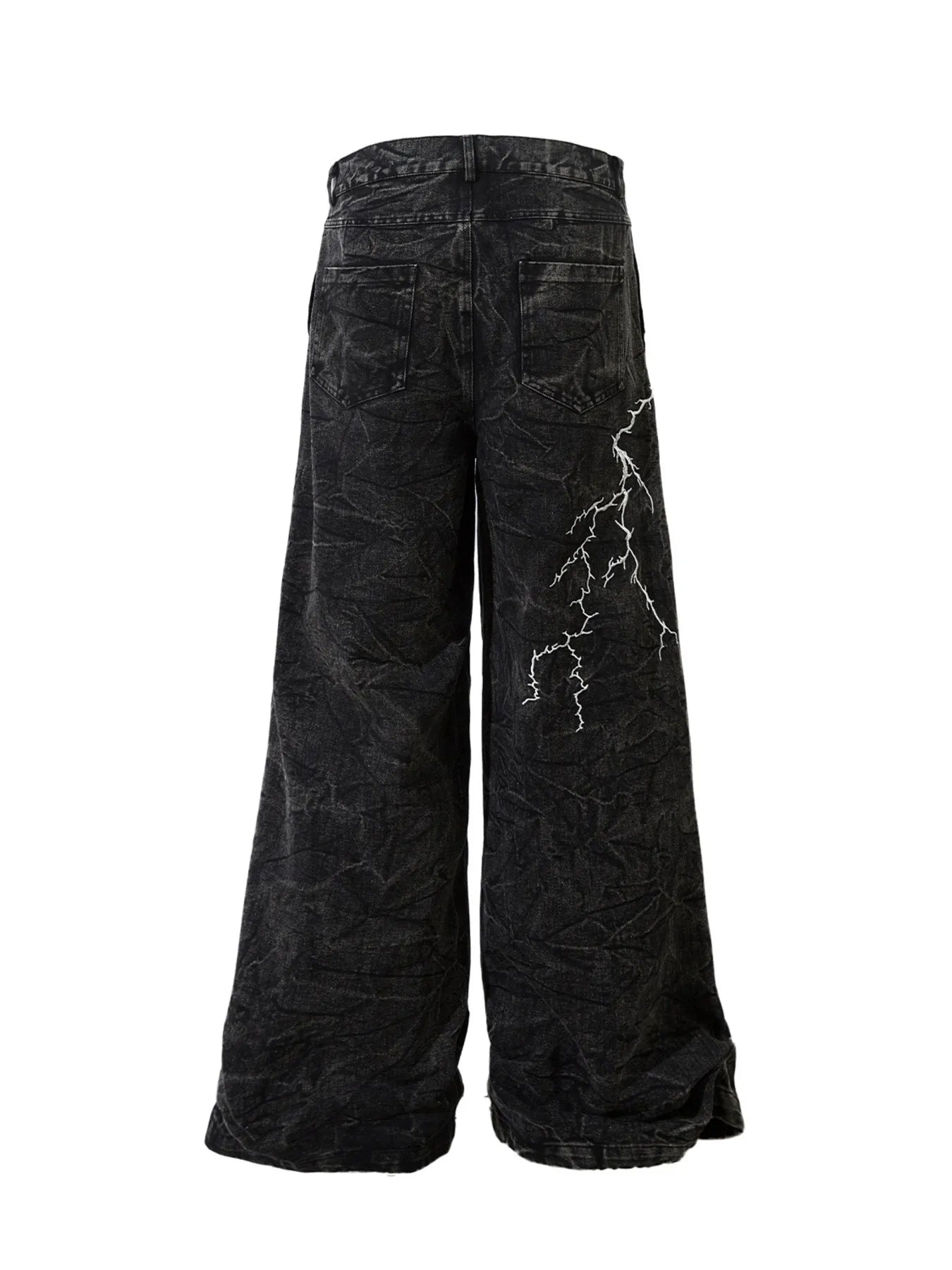 Men's Lightning Pattern Wide Leg Jeans