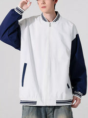 Men's Lightweight Color Block Zip Up Jacket White / S