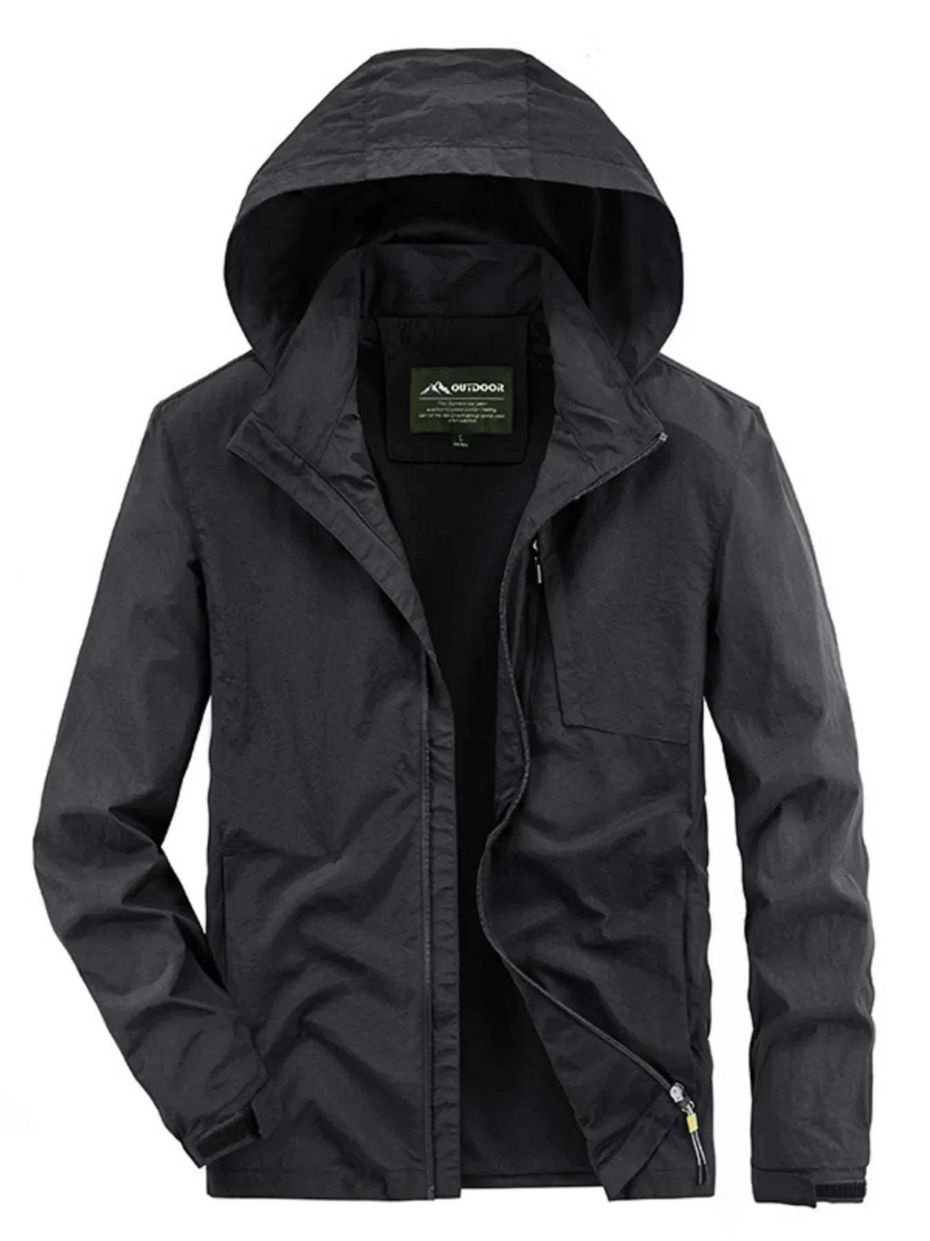 Men's Lightweight Hooded Outdoor Windproof Jacket Black / M