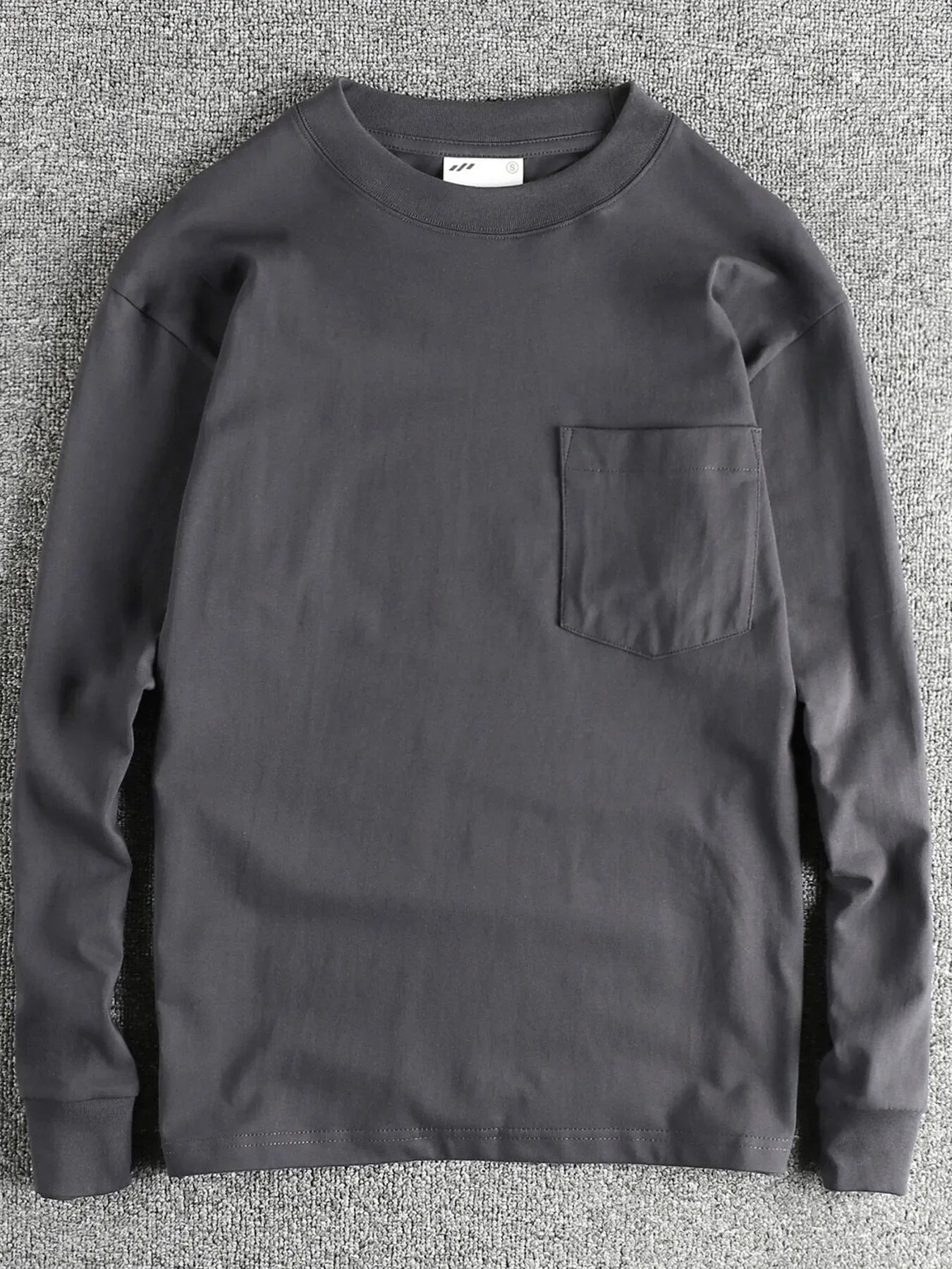 Men's Long Sleeve Pocket T-Shirt Dark Gray / S