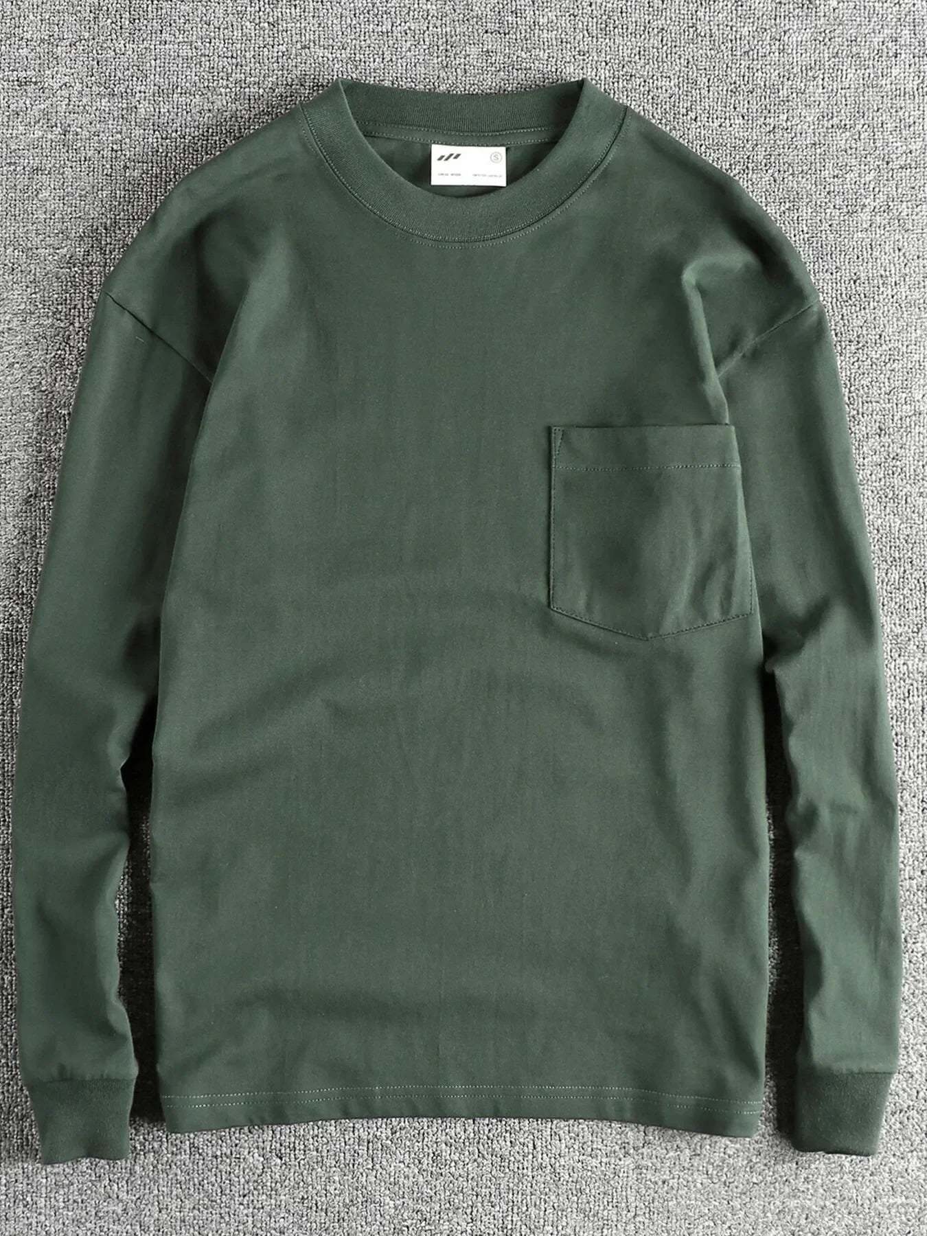 Men's Long Sleeve Pocket T-Shirt Dark Green / S