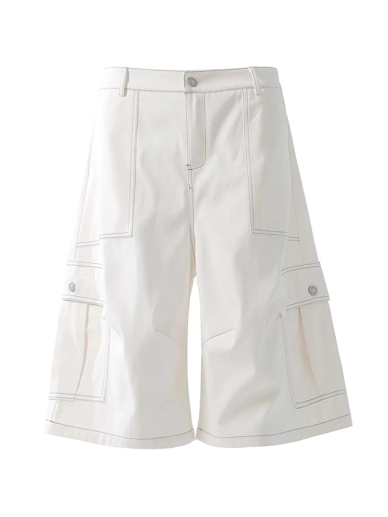 Men's Loose Fit Cargo Denim Shorts White / S