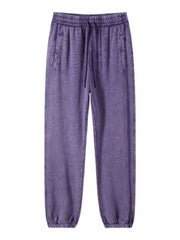 Men's Loose Fit Drawstring Casual Pants Mauve / S