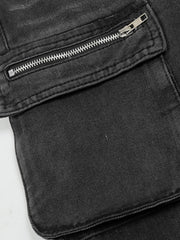Men's Multi-Pocket Cargo Style Wide Leg Jeans