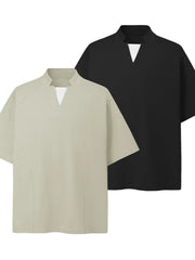 Men's Notched Long Sleeve Top