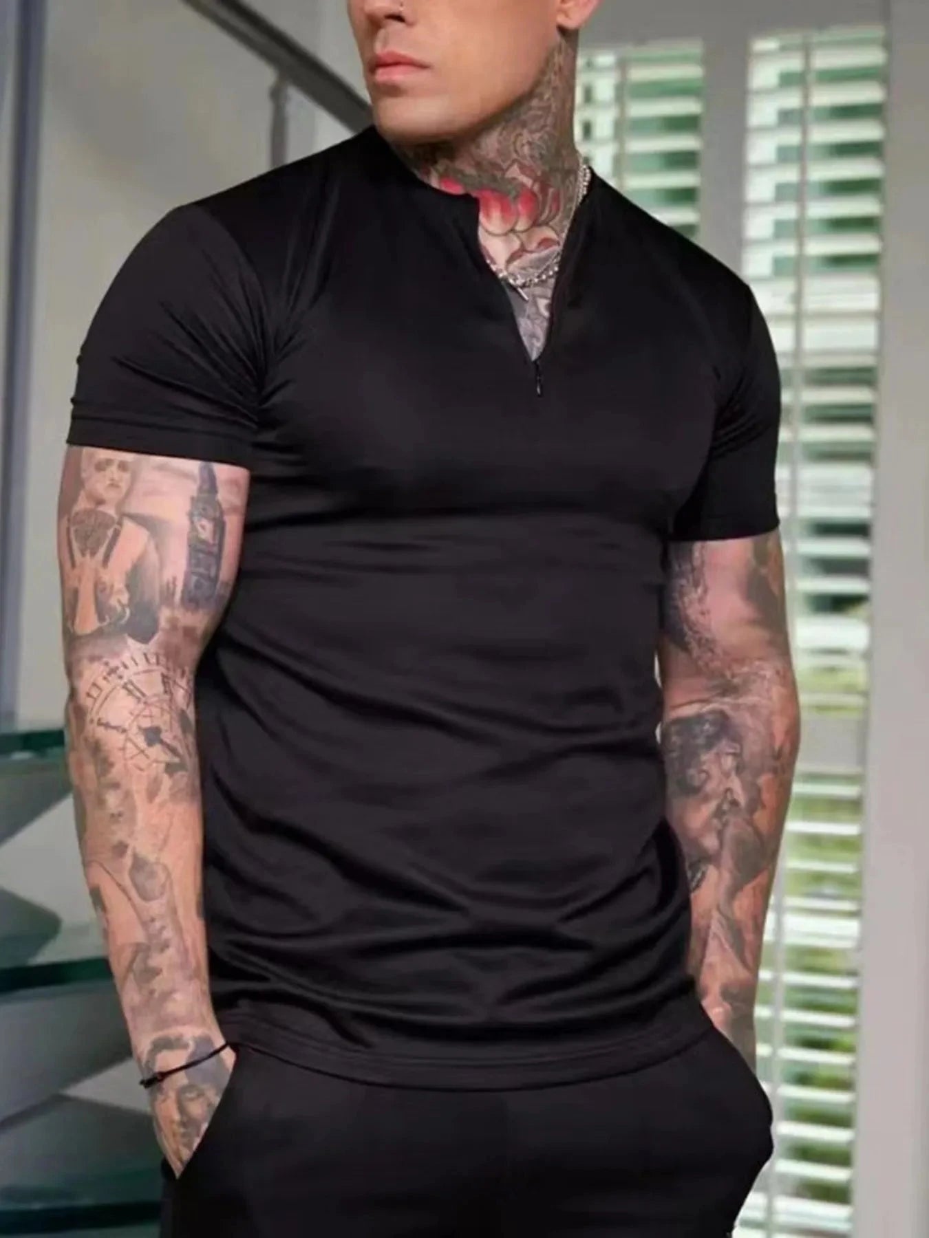 Men's Notched Short Sleeve Active T-Shirt