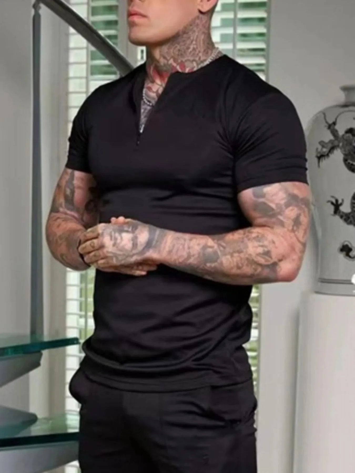 Men's Notched Short Sleeve Active T-Shirt