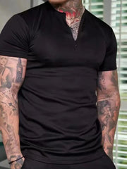 Men's Notched Short Sleeve Active T-Shirt Black / S