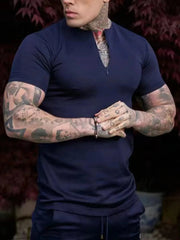 Men's Notched Short Sleeve Active T-Shirt Navy Blue / S