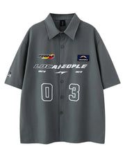 Men's Number Oversized Button-Up Shirt