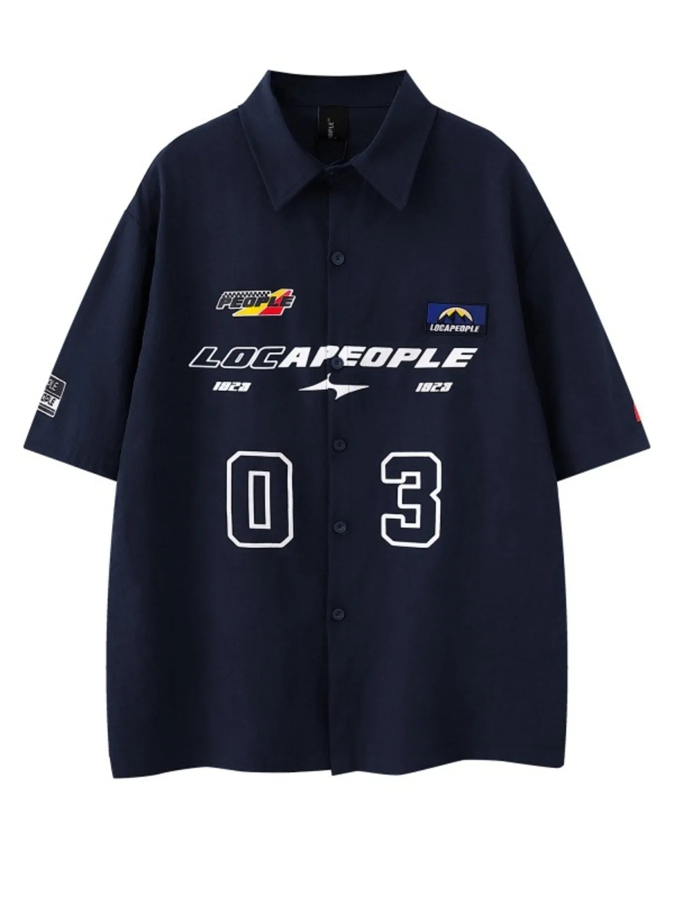 Men's Number Oversized Button-Up Shirt Black / S