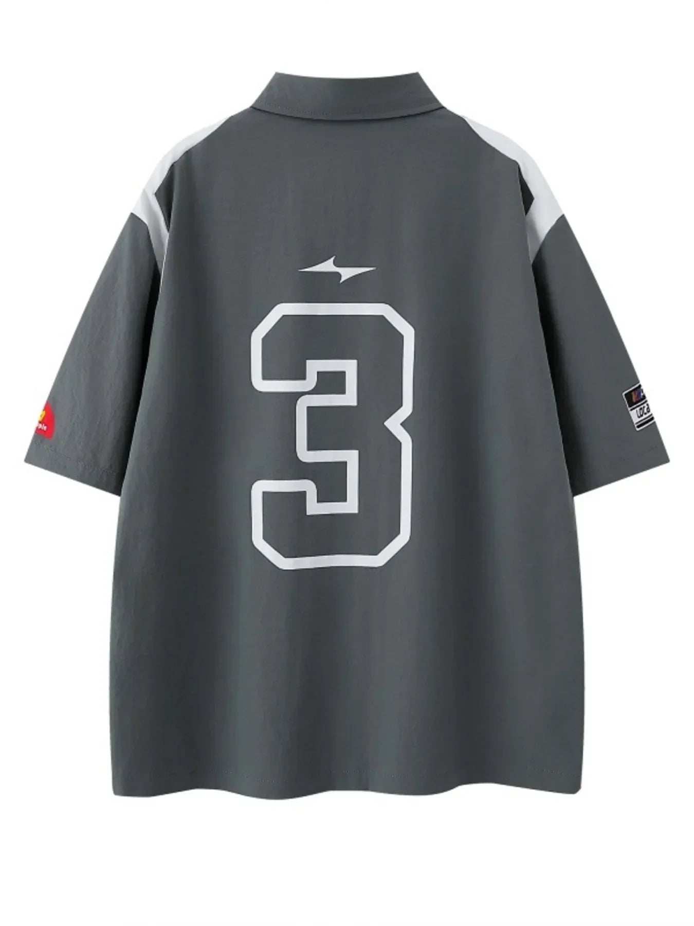 Men's Number Oversized Button-Up Shirt Grey / S