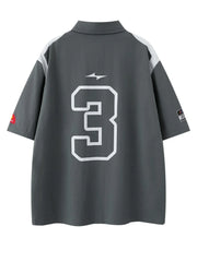 Men's Number Oversized Button-Up Shirt Grey / S