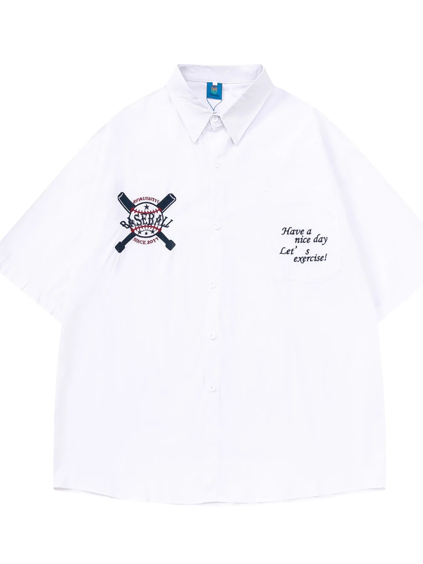 Men's Oversized Button Up Short Sleeve Shirt White / M