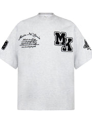 Men's Oversized Letter Short Sleeve T-Shirt Flower Gray / M