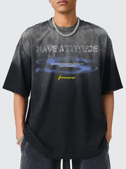 Men's Oversized Round Neck Short Sleeve T-Shirt Black / S