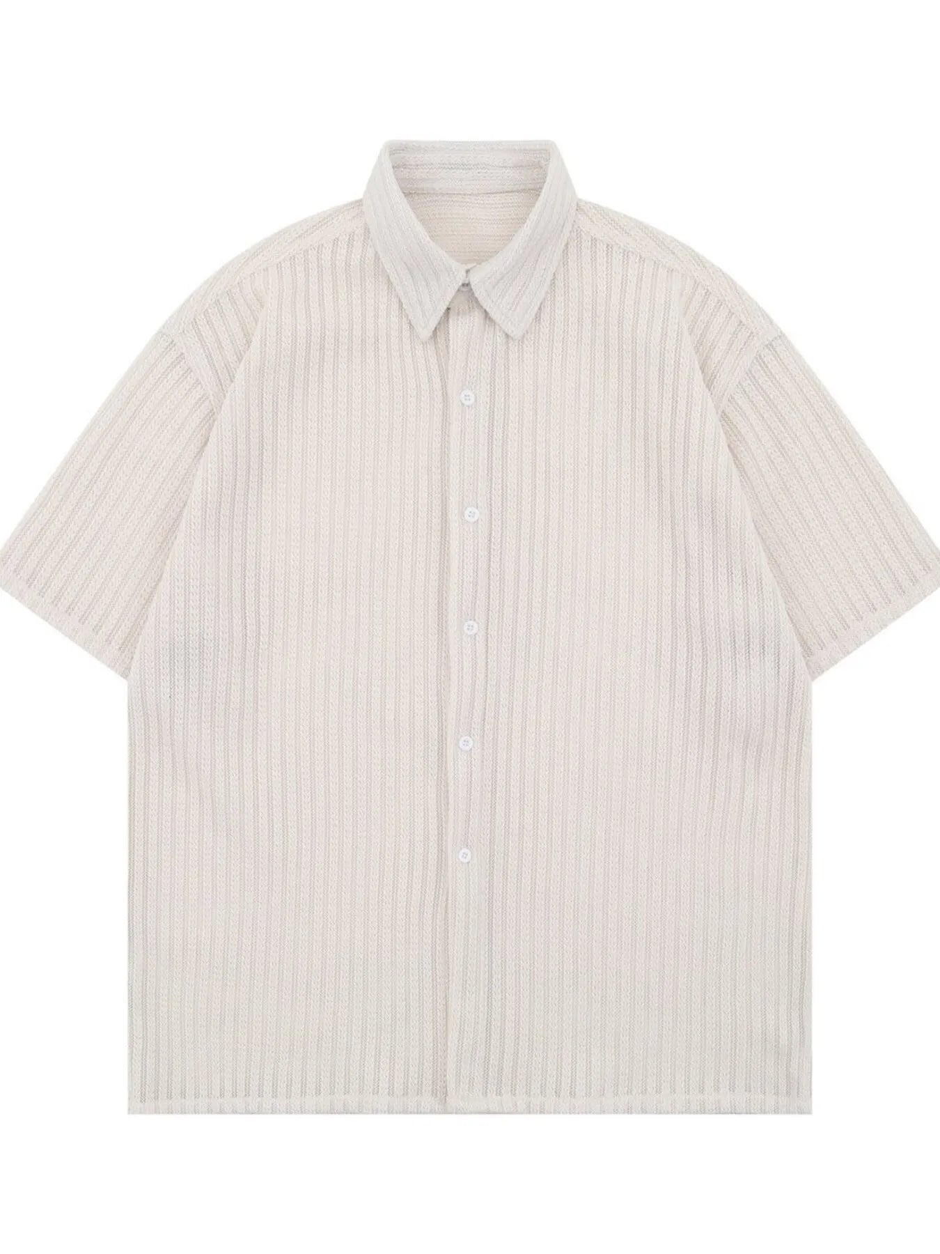 Men's Oversized Short Sleeve Textured Shirt Apricot / S