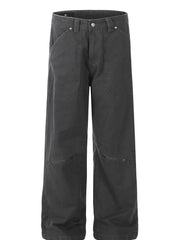Men's Oversized Wide Leg Jeans with Multiple Pockets Gray / S
