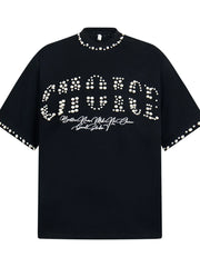 Men's Pearl Detail Round Neck T-Shirt Black / M