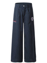 Men's Pinstripe Wide Leg Casual Pants Blue / S