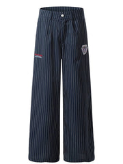 Men's Pinstripe Wide Leg Casual Pants Blue / S