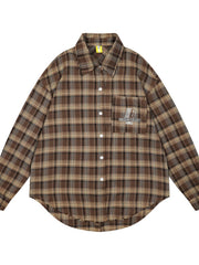 Men's Plaid Button-Down Shirt Khaki / M