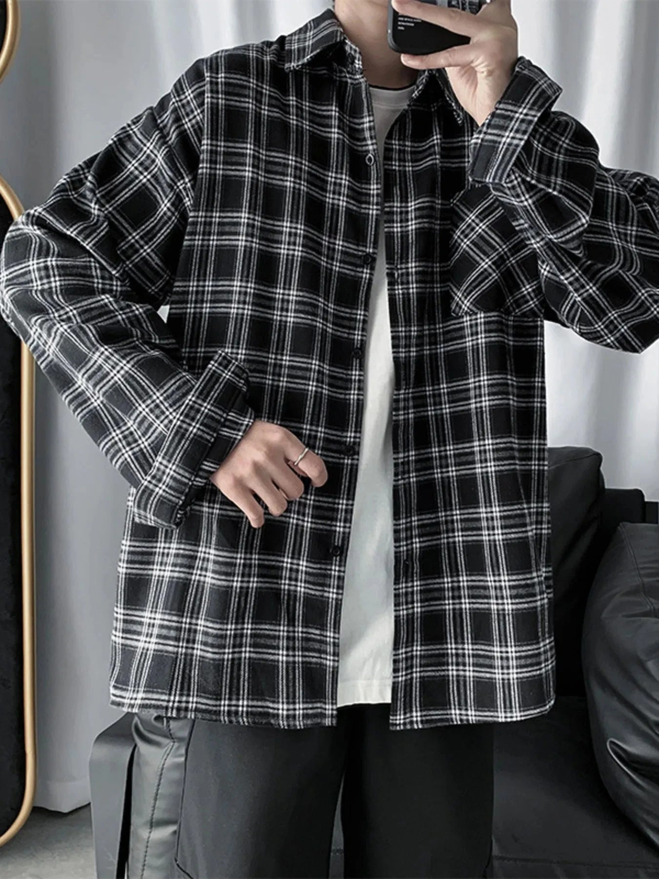 Men's Plaid Button Up Long Sleeve Shirt