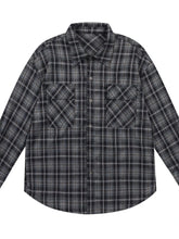 Men's Plaid Button Up Long Sleeve Shirt Black / S