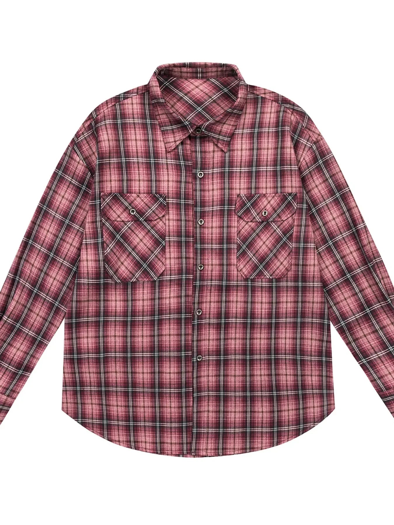 Men's Plaid Button Up Long Sleeve Shirt Red / S