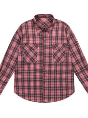 Men's Plaid Button Up Long Sleeve Shirt Red / S