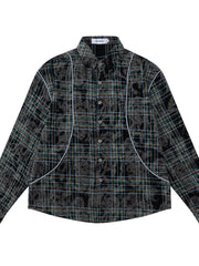 Men's Plaid Button-Up Shirt Black / S