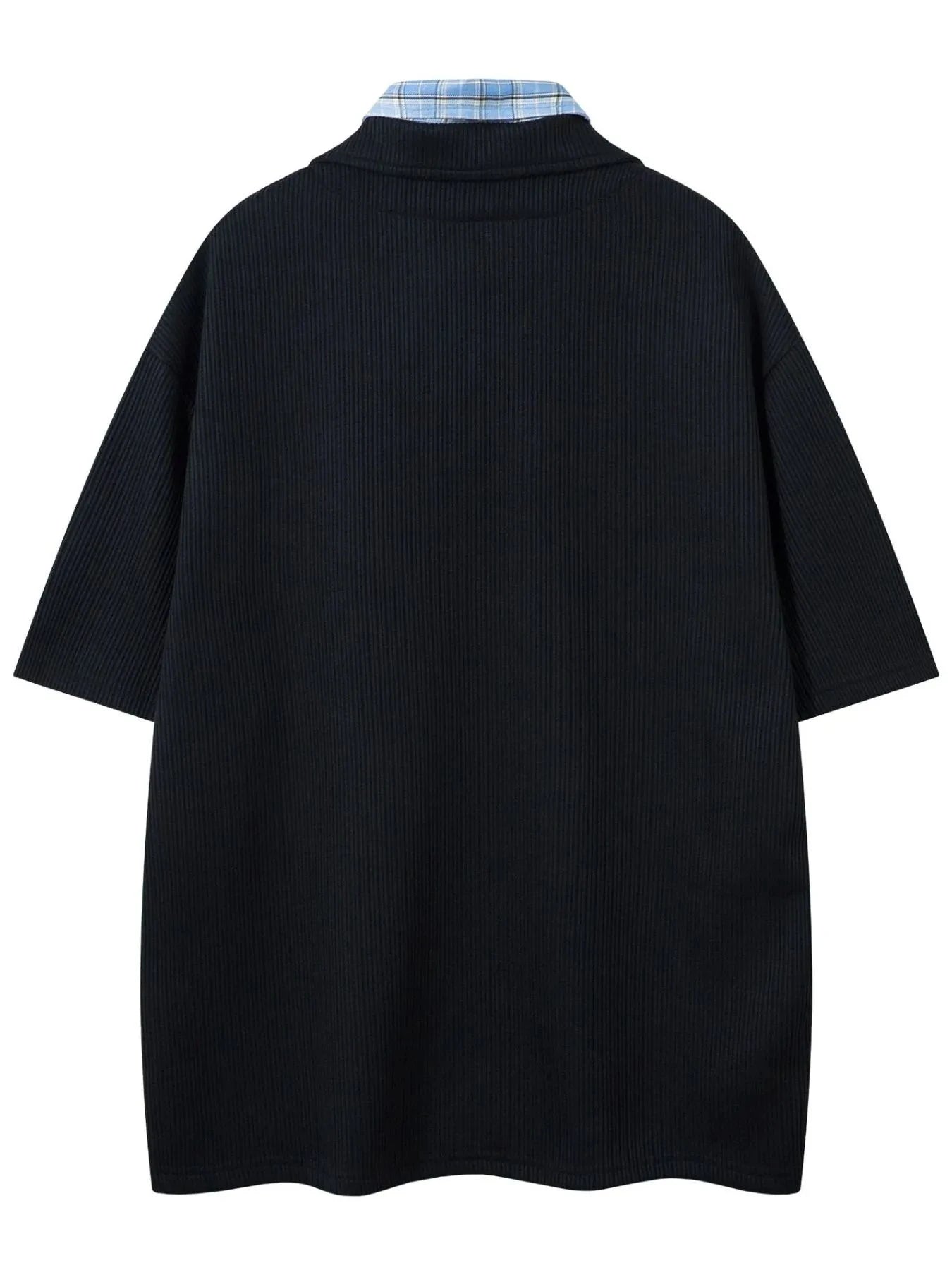 Men's Plaid Collar Short Sleeve Ribbed Polo
