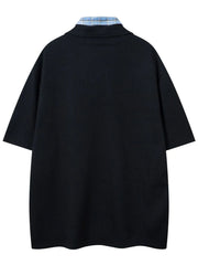 Men's Plaid Collar Short Sleeve Ribbed Polo