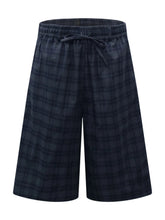 Men's Plaid Drawstring Casual Shorts Green / S