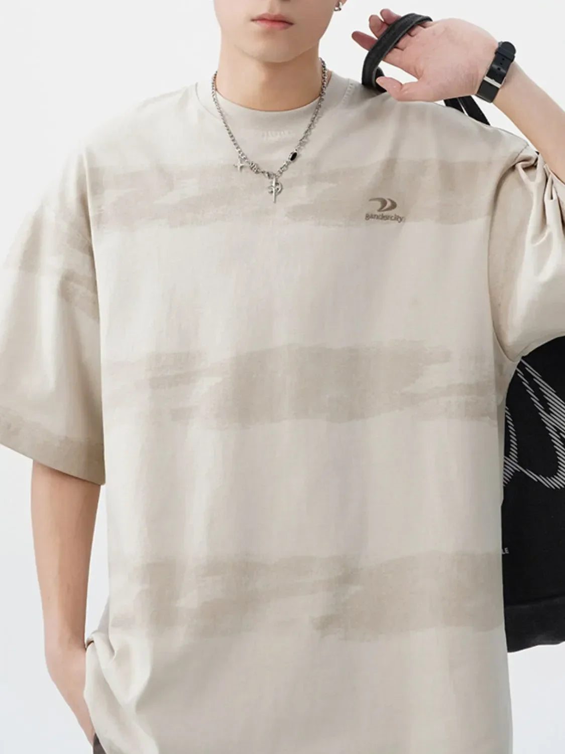 Men's Plus Size Basic style Round Neck Striped T-Shirt