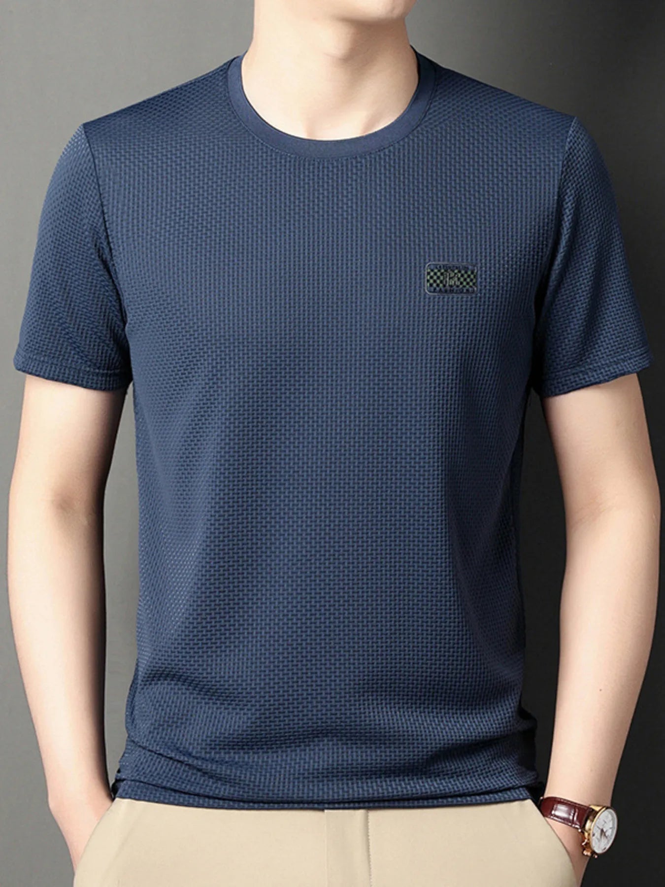 Men's Plus Size Breathable Short Sleeve T-Shirt Dusty Blue / M