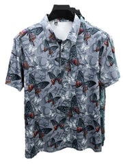 Men's Plus Size Butterfly Print Short Sleeve Polo