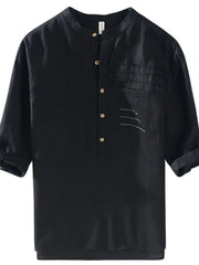 Men's Plus Size Button Detail Half Sleeve Shirt