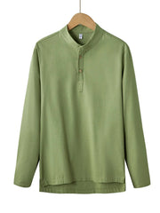 Men's Plus Size Button Detail Long Sleeve Blouse Army Green / M
