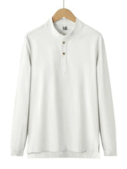 Men's Plus Size Button Detail Long Sleeve Blouse White / M