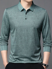 Men's Plus Size Button Detail Long Sleeve Polo Green / M