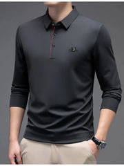 Men's Plus Size Button Detail Long Sleeve Polo Grey / M
